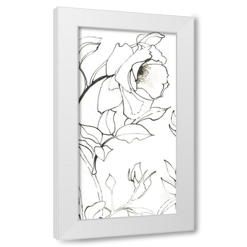 Sketch of Roses Panel II White Modern Wood Framed Art Print by Novak, Shirley
