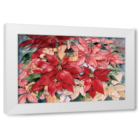 Poinsettia White Modern Wood Framed Art Print by McKenna, Kathleen Parr