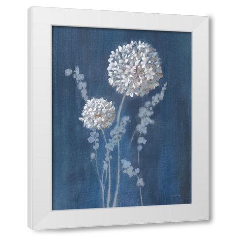 Airy Blooms I Dark Blue White Modern Wood Framed Art Print by Nai, Danhui