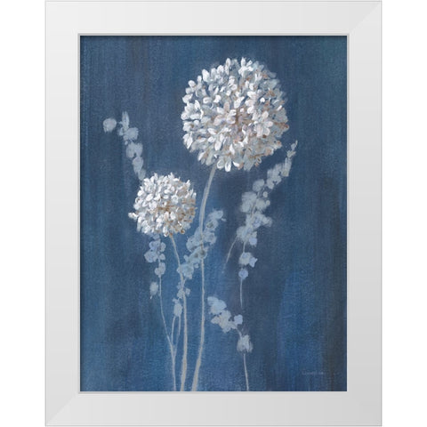 Airy Blooms I Dark Blue White Modern Wood Framed Art Print by Nai, Danhui