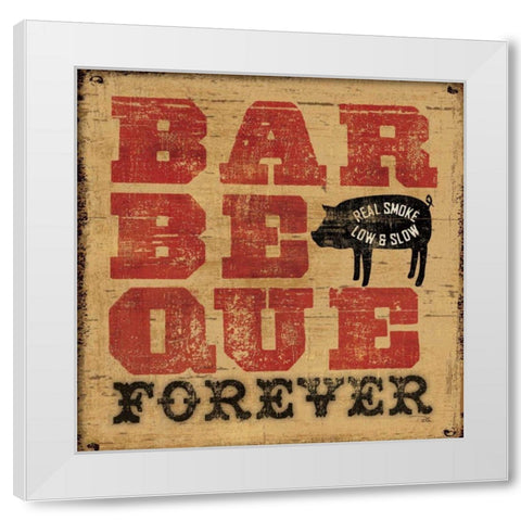 Barbeque Forever White Modern Wood Framed Art Print by Pela Studio