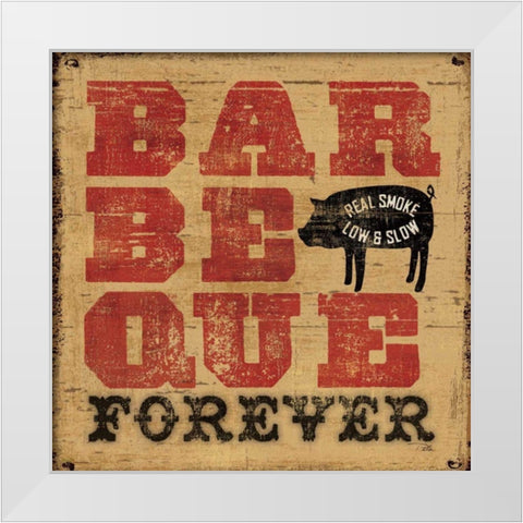 Barbeque Forever White Modern Wood Framed Art Print by Pela Studio