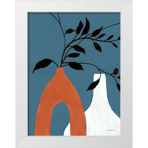 Slender Stems I Jewel Toned White Modern Wood Framed Art Print by Nai, Danhui