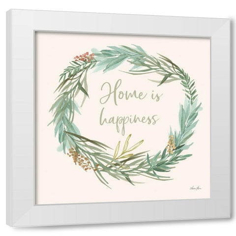 Leaf and Stem Wreath I White Modern Wood Framed Art Print by Horn, Laura