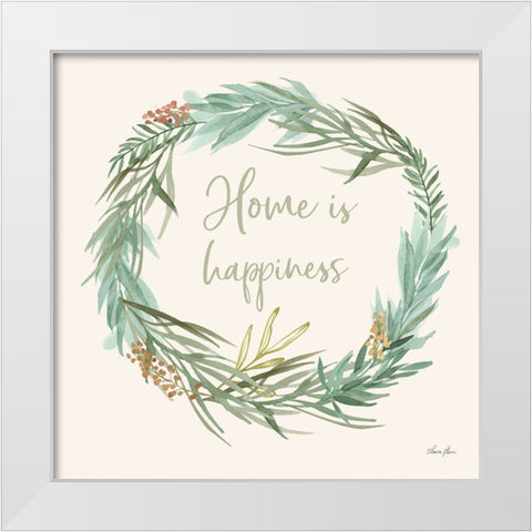 Leaf and Stem Wreath I White Modern Wood Framed Art Print by Horn, Laura