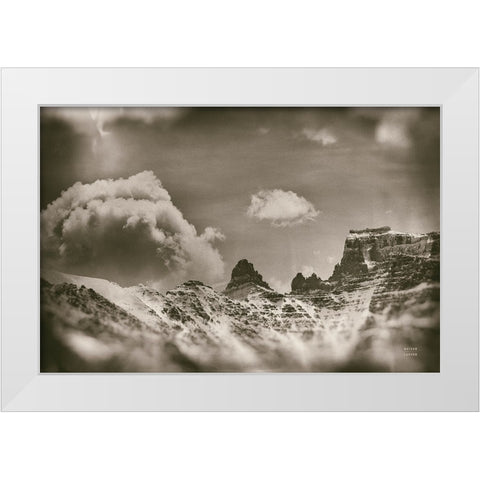 Sepia Peaks White Modern Wood Framed Art Print by Larson, Nathan