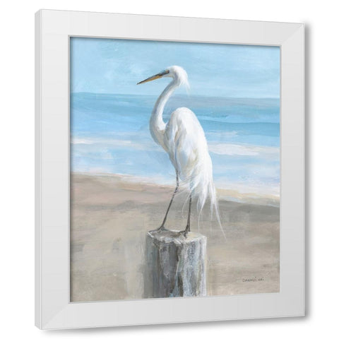 Egret by the Sea White Modern Wood Framed Art Print by Nai, Danhui