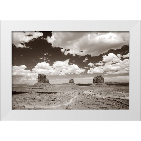 Monument Valley I Sepia White Modern Wood Framed Art Print by Van Swearingen, Debra