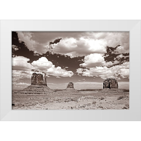 Monument Valley III Sepia White Modern Wood Framed Art Print by Van Swearingen, Debra