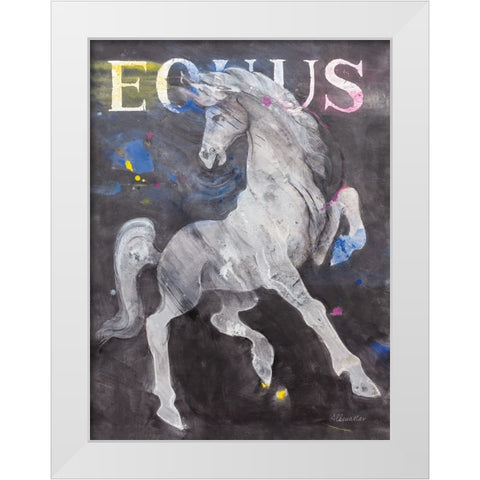 Equus Stallion White Modern Wood Framed Art Print by Hristova, Albena