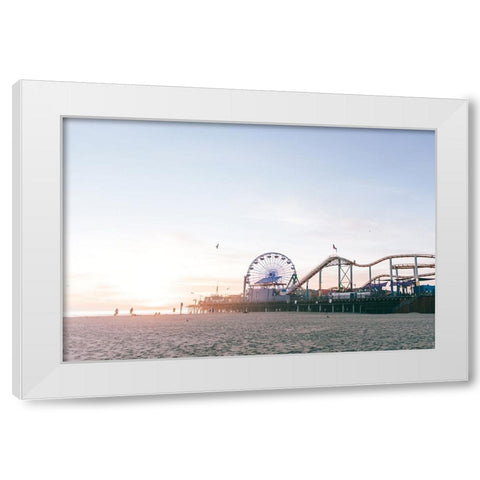 Santa Monica Pier White Modern Wood Framed Art Print by Marshall, Laura