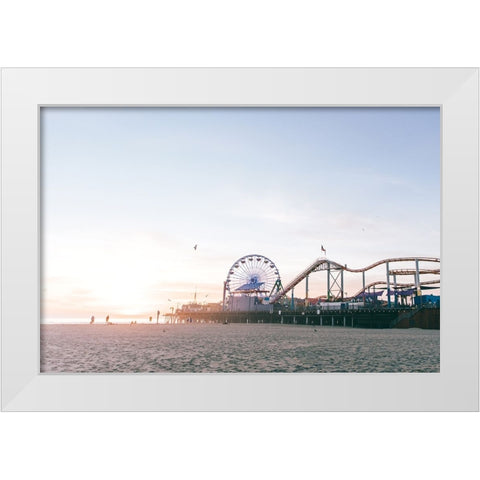 Santa Monica Pier White Modern Wood Framed Art Print by Marshall, Laura