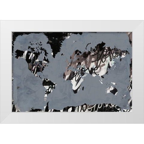 Love the World Map White Modern Wood Framed Art Print by Youngstrom, Kent