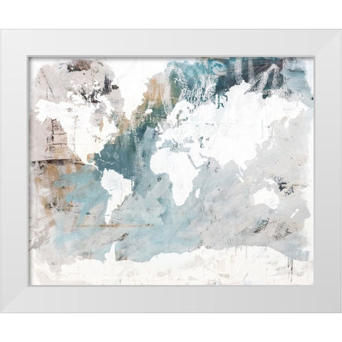 Neutral World Map White Modern Wood Framed Art Print by Youngstrom, Kent
