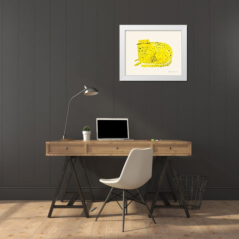 Cat White Modern Wood Framed Art Print by Kucwaj-Tybur, Kasia