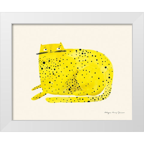 Cat White Modern Wood Framed Art Print by Kucwaj-Tybur, Kasia