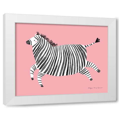 Zebra White Modern Wood Framed Art Print by Kucwaj-Tybur, Kasia