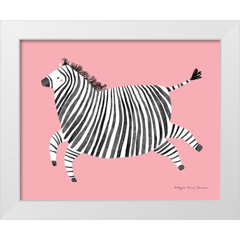 Zebra White Modern Wood Framed Art Print by Kucwaj-Tybur, Kasia