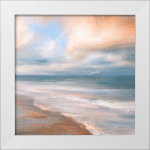 Sea Flight White Modern Wood Framed Art Print by Nai, Danhui