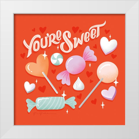 Sweet Hearts V White Modern Wood Framed Art Print by Graham, Gia