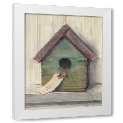 Birdhouse White Modern Wood Framed Art Print by Rowan, Carol