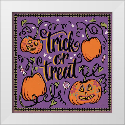 Halloween Expressions II White Modern Wood Framed Art Print by Penner, Janelle