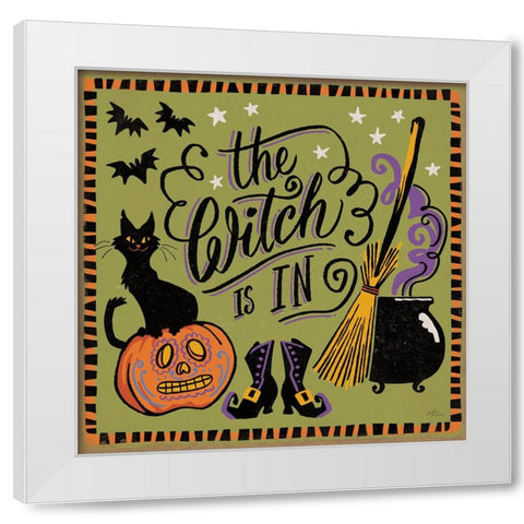 Halloween Expressions IV White Modern Wood Framed Art Print by Penner, Janelle