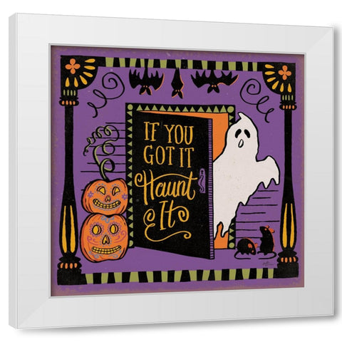 Halloween Expressions V White Modern Wood Framed Art Print by Penner, Janelle