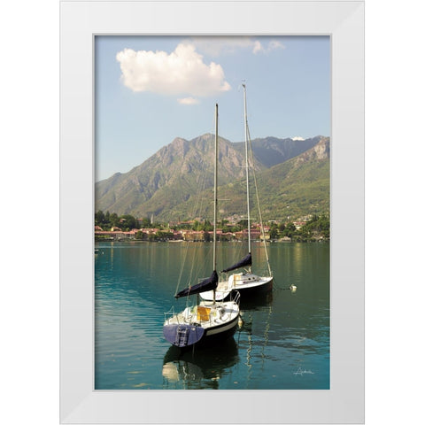 Lake Como Boats I White Modern Wood Framed Art Print by Aledanda