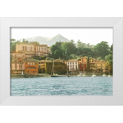 Lake Como Morning White Modern Wood Framed Art Print by Aledanda