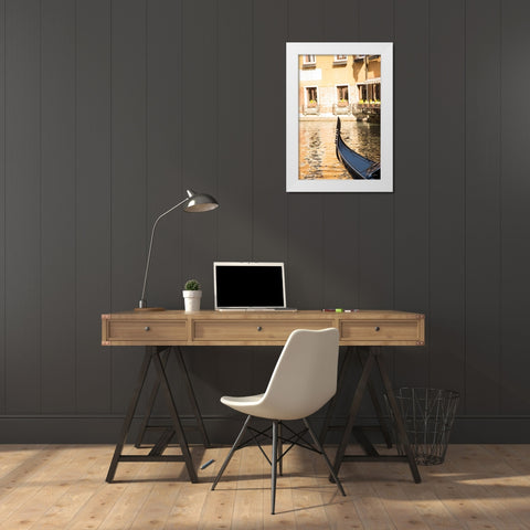 Gondola Reflections White Modern Wood Framed Art Print by Aledanda
