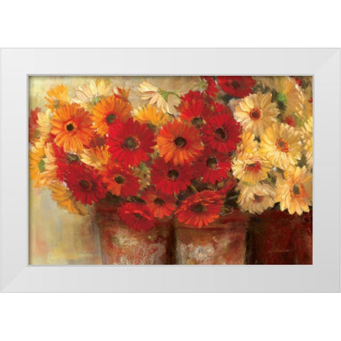 Chelsea Gerberas - Wag White Modern Wood Framed Art Print by Rowan, Carol