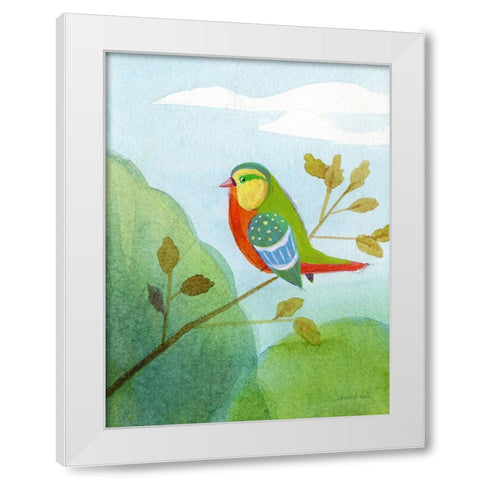 Colorful Birds II White Modern Wood Framed Art Print by Nai, Danhui