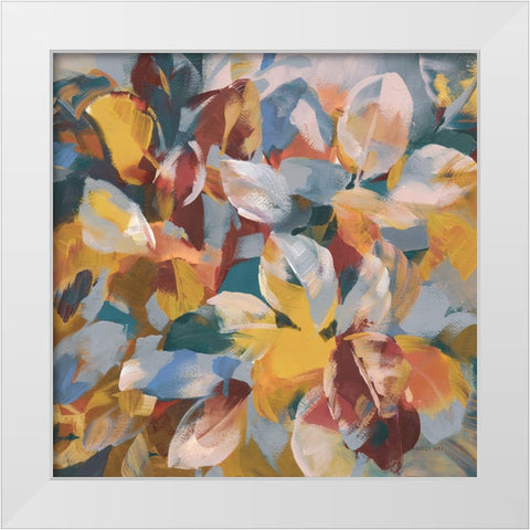 Fall Confetti Leaves White Modern Wood Framed Art Print by Nai, Danhui