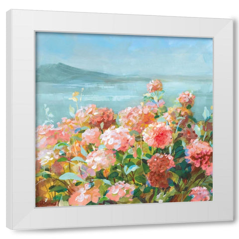 Coastal Dahlias II White Modern Wood Framed Art Print by Nai, Danhui