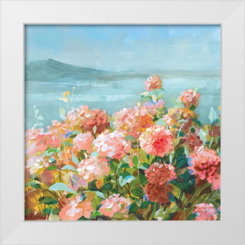 Coastal Dahlias II White Modern Wood Framed Art Print by Nai, Danhui