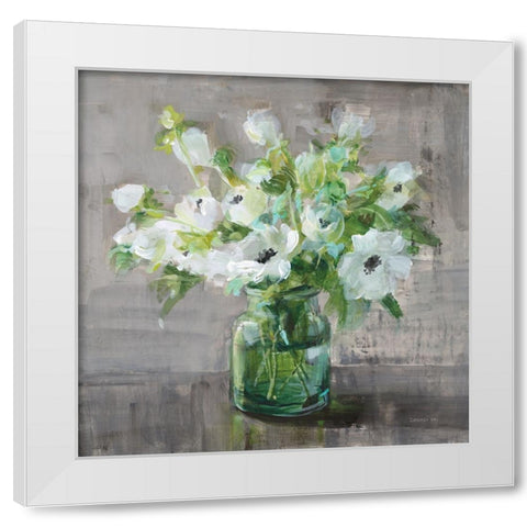 Fresh Anemones White Modern Wood Framed Art Print by Nai, Danhui