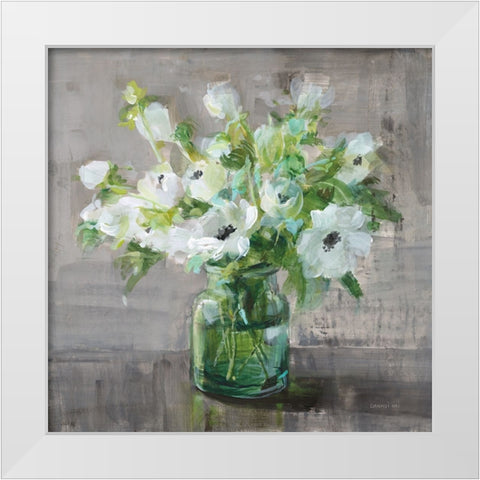 Fresh Anemones White Modern Wood Framed Art Print by Nai, Danhui