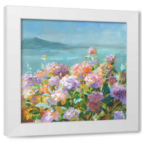 Beach Hydrangeas White Modern Wood Framed Art Print by Nai, Danhui