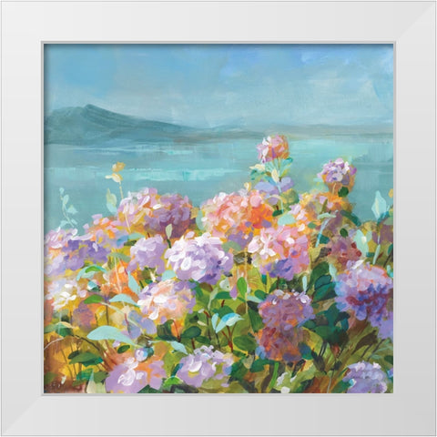 Beach Hydrangeas White Modern Wood Framed Art Print by Nai, Danhui