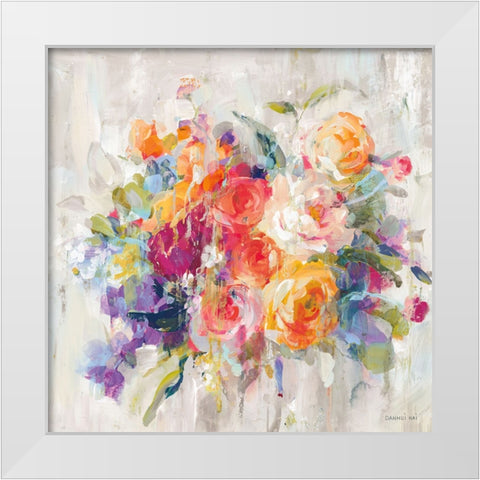 Sun Drenched Bouquet Autumn White Modern Wood Framed Art Print by Nai, Danhui