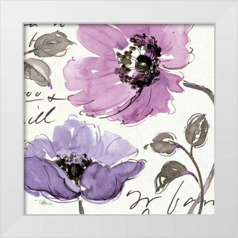 Floral Waltz Plum I White Modern Wood Framed Art Print by Pela Studio