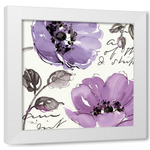Floral Waltz Plum II White Modern Wood Framed Art Print by Pela Studio