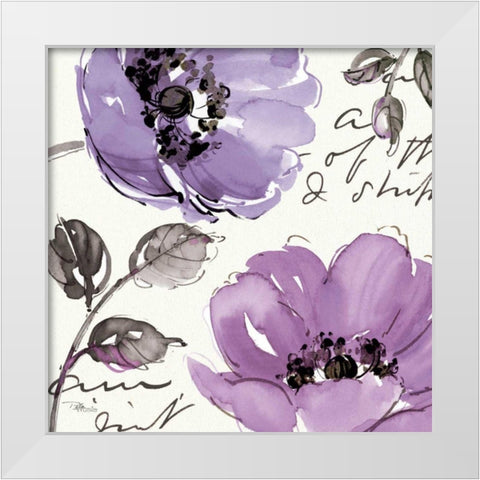 Floral Waltz Plum II White Modern Wood Framed Art Print by Pela Studio