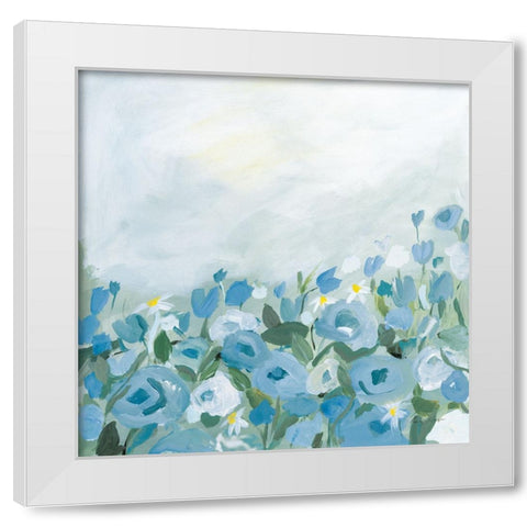 Blooming Landscape Blue White Modern Wood Framed Art Print by Munger, Pamela