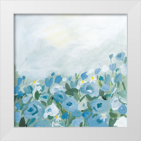 Blooming Landscape Blue White Modern Wood Framed Art Print by Munger, Pamela