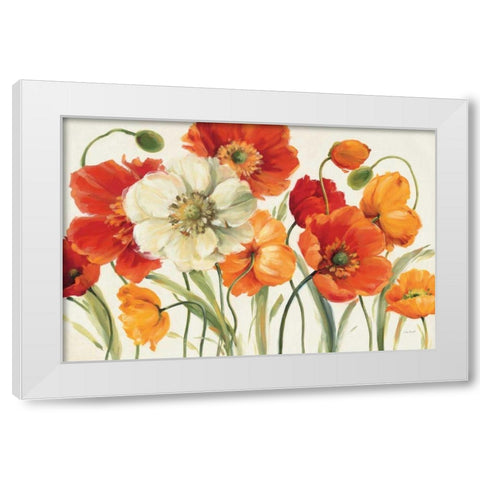 Poppies Melody I White Modern Wood Framed Art Print by Audit, Lisa