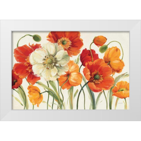 Poppies Melody I White Modern Wood Framed Art Print by Audit, Lisa