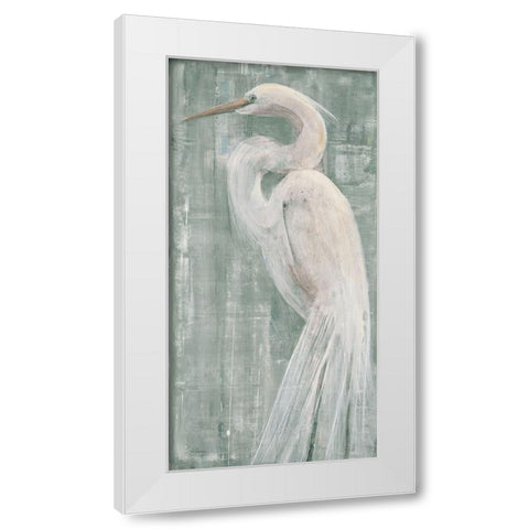 Coastal Egret II Green White Modern Wood Framed Art Print by Hristova, Albena