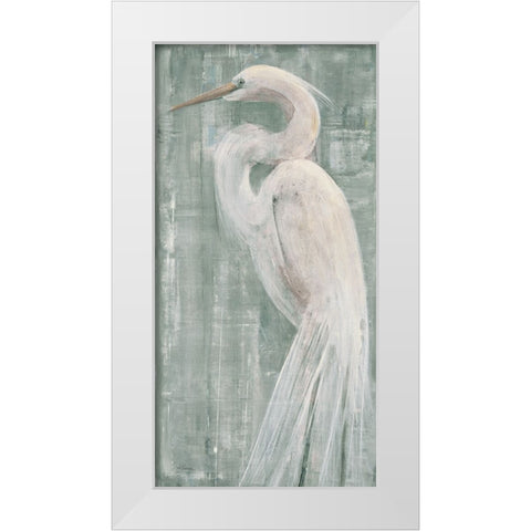 Coastal Egret II Green White Modern Wood Framed Art Print by Hristova, Albena